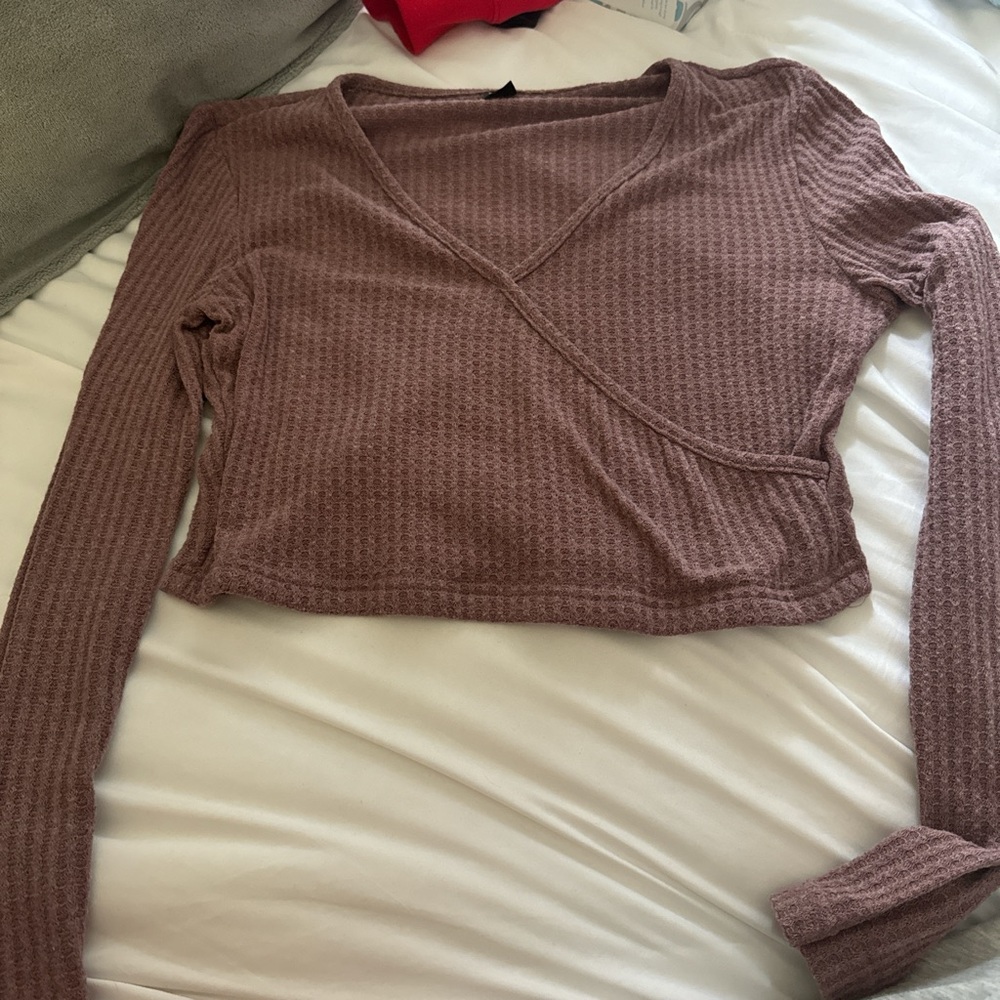 SHEIN Multicolored Ribbed Crop Blouse